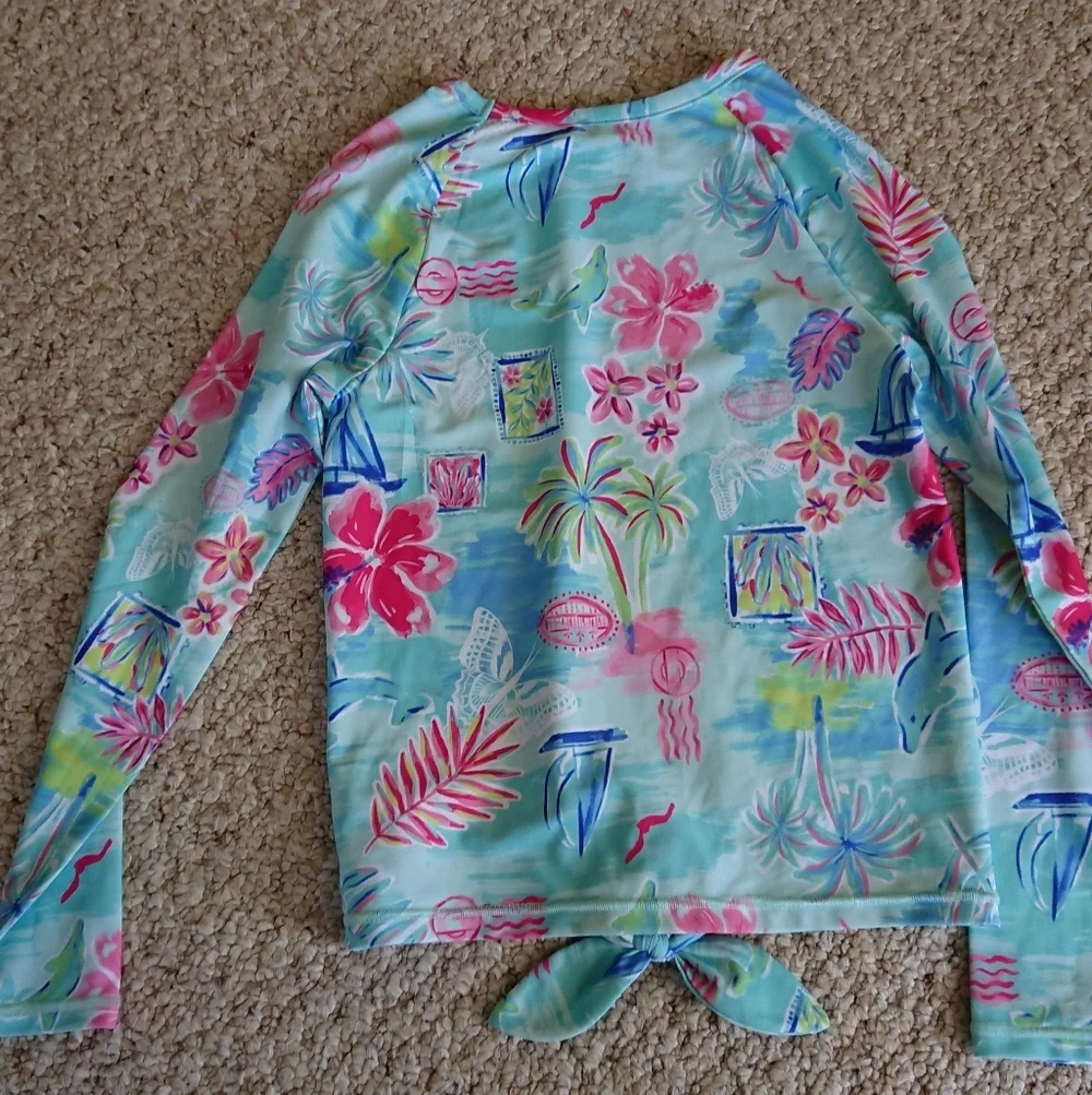 The Children's Place tropical print Long Sleeve Rash Guard TOP only sz 7/8